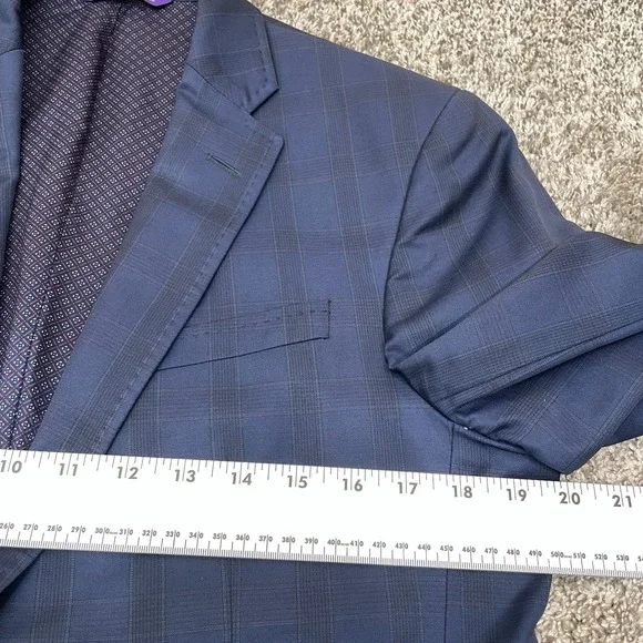 Ted Baker Endurance Sport Coat‎ Blazer Men's 38R Jay Plaid Wool Blue Canada Made